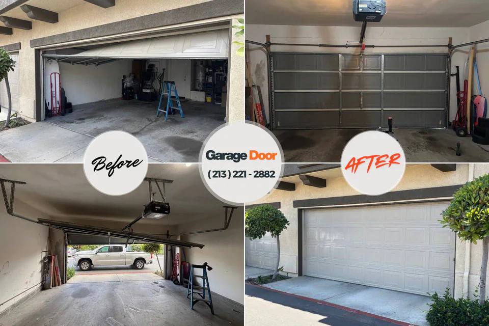 Before and after: garage door repair Noank, CT